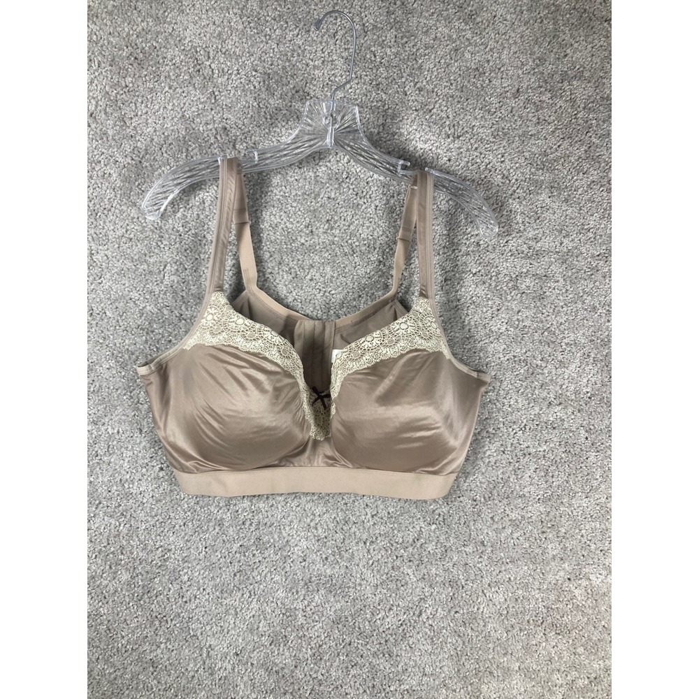 Cacique 44DD Modern LL Balconette Longline Ornate Lace Bra Beige‎ Brown
